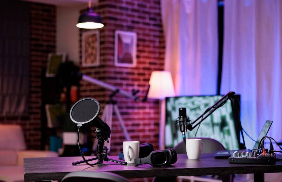 ilustrasi peralatan podcast 