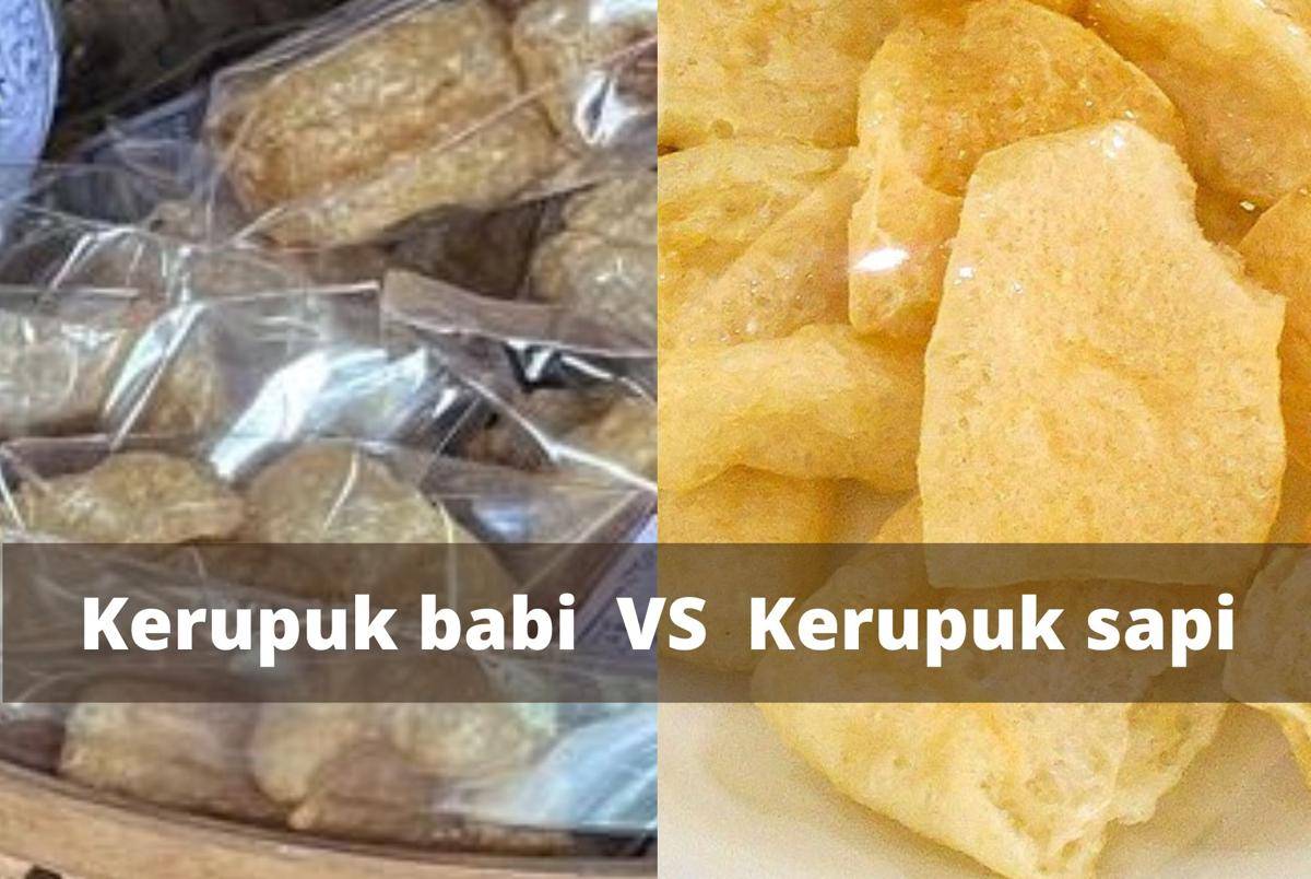 Potret kerupuk babi dan kerupuk sapi