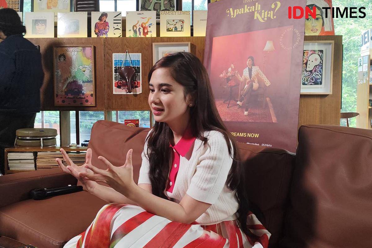 Tissa Biani saat media gathering EP "Apakah Kita?" di Houma Jakarta, Rabu (20/8/2025)