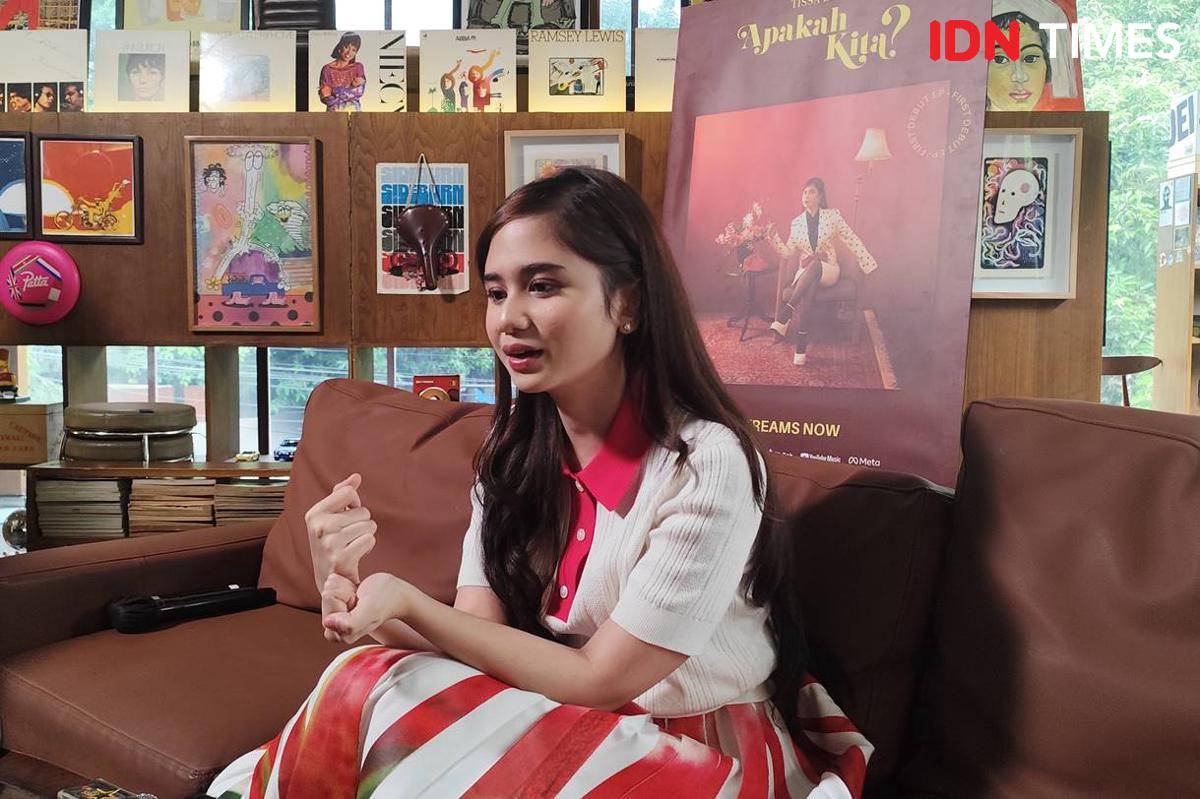 Tissa Biani saat media gathering EP "Apakah Kita?" di Houma Jakarta, Rabu (20/8/2025)