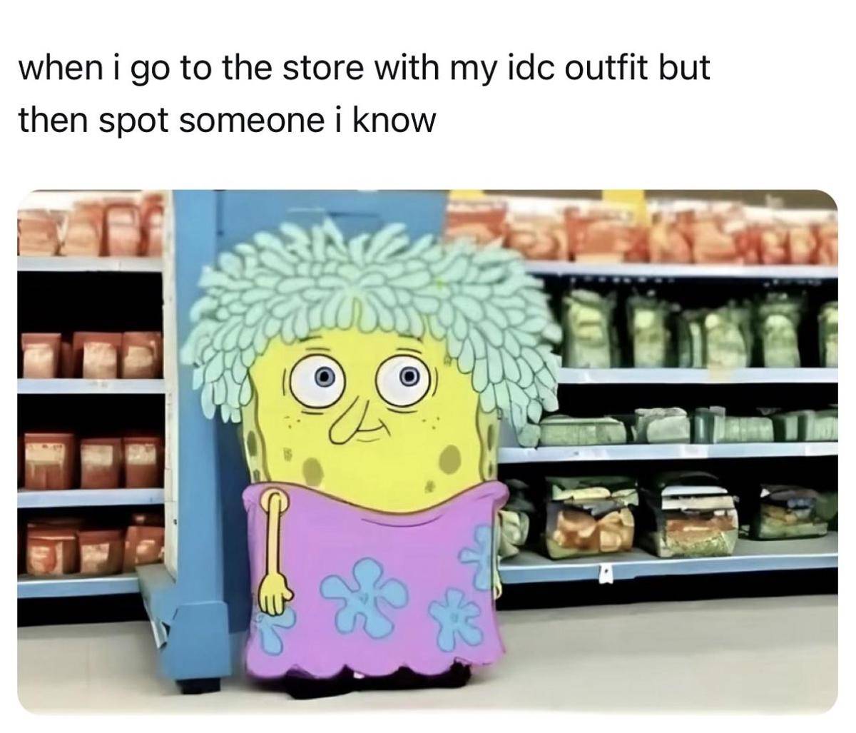 meme SpongeBob tentang toko belanja