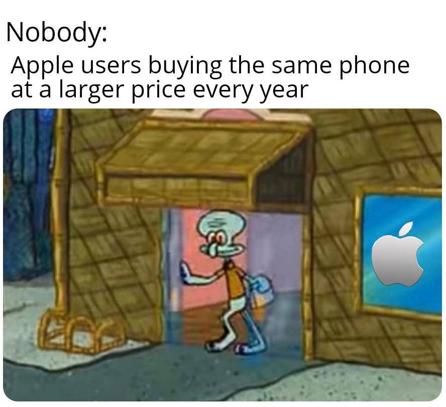 meme SpongeBob tentang pengguna iPhone