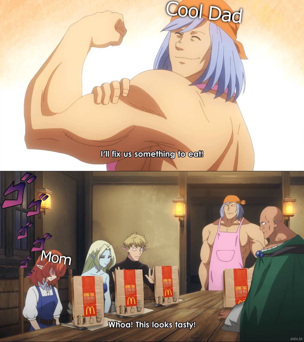 meme anime tentang makan malam