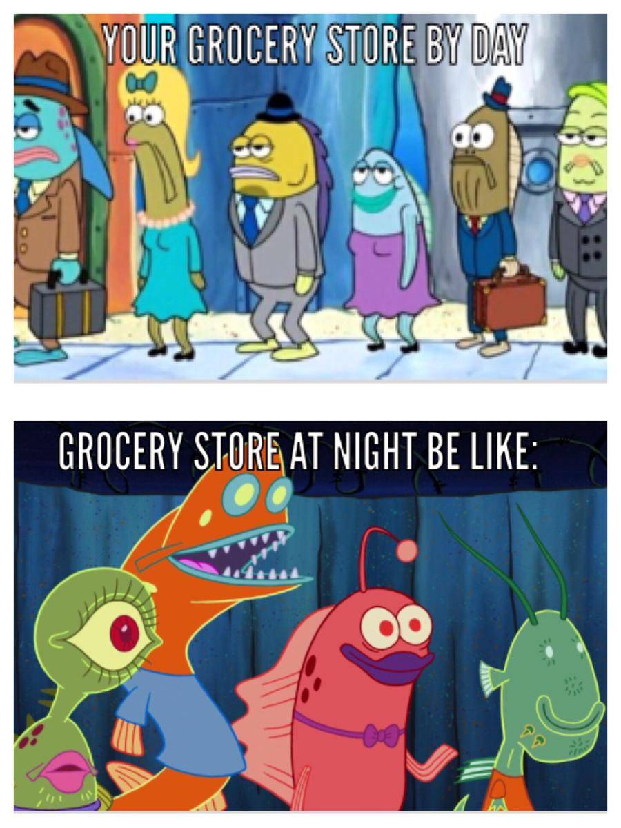 meme SpongeBob tentang toko belanja