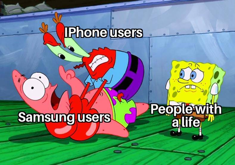 meme SpongeBob tentang pengguna iPhone