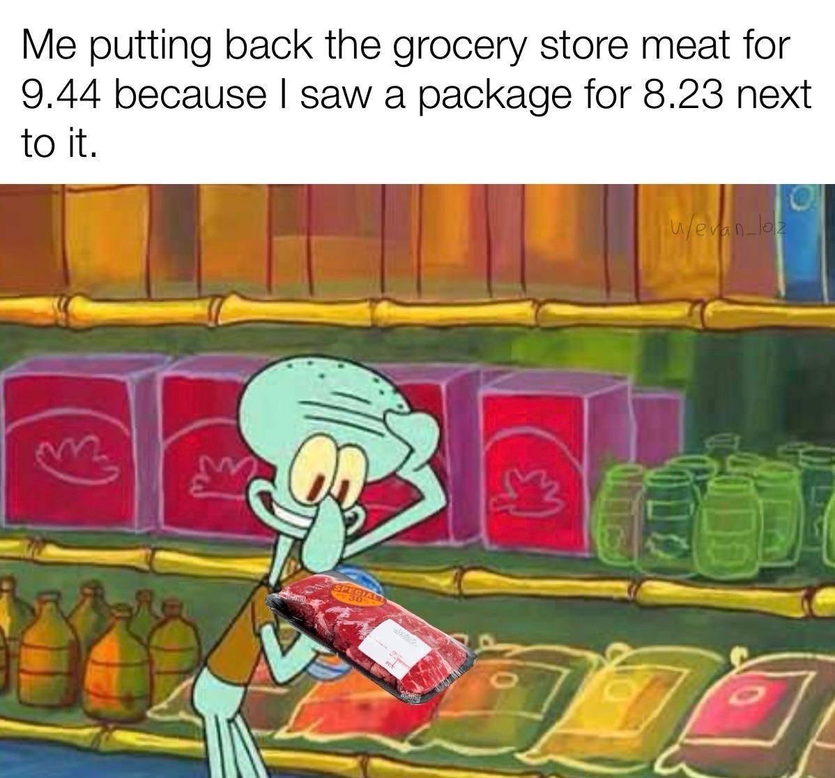 meme SpongeBob tentang toko belanja