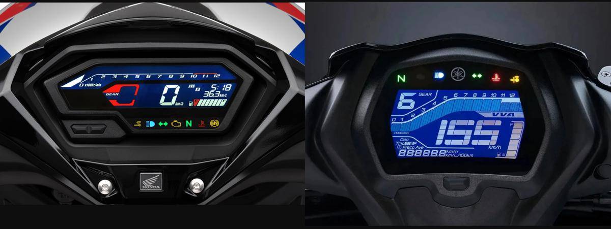 speedometer Honda Winner X (honda.com.vn) | speedometer Yamaha Sniper 155R (yamaha-motor.com.ph)