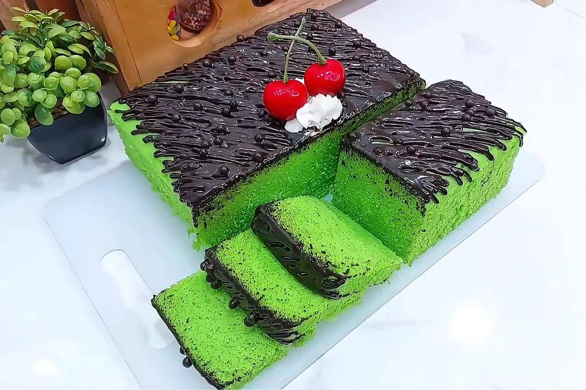 ilustrasi bolu pandan santan kukus