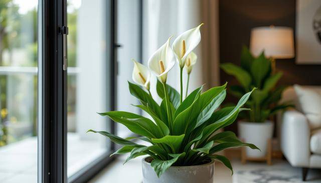 Ilustrasi tanaman bunga peace lily