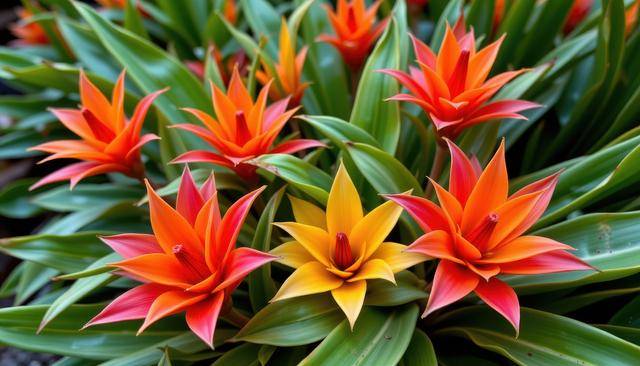 Ilustrasi bromelia tanaman hias berbunga