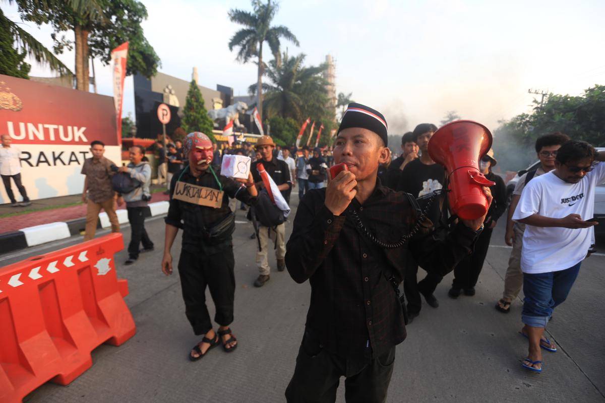 Demo wartawan di Polda Banten