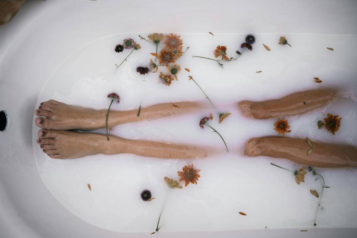 ilustrasi bunga krisan di bak mandi (pexels.com/Taryn Elliott)