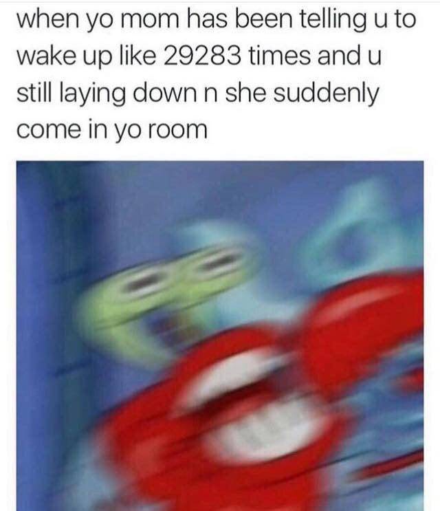 meme SpongeBob tentang bangun tidur