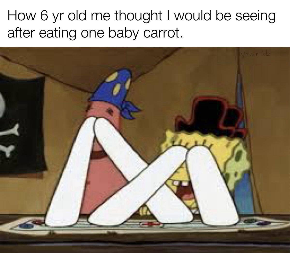 meme SpongeBob tentang makan sayur