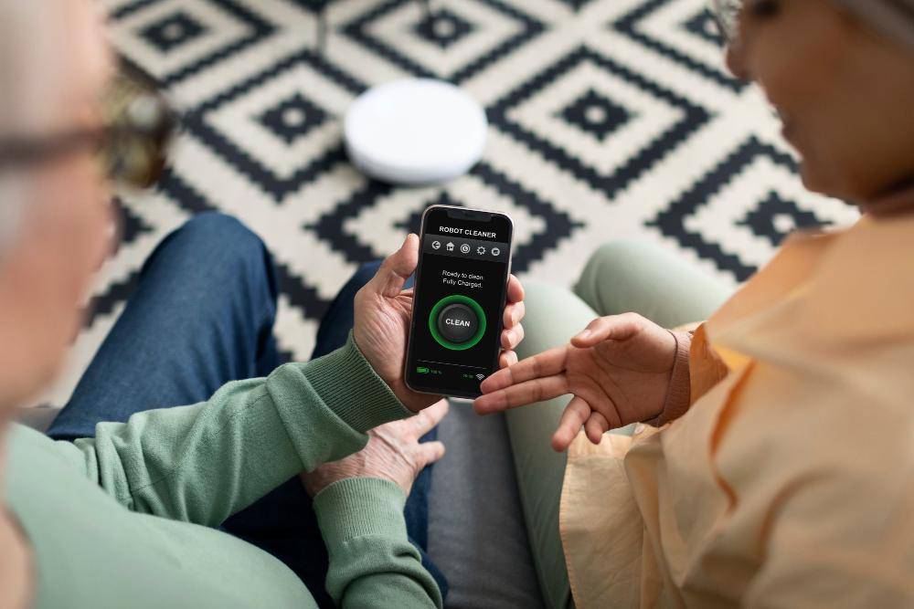 ilustrasi mengontrol perangkat smart home dengan HP