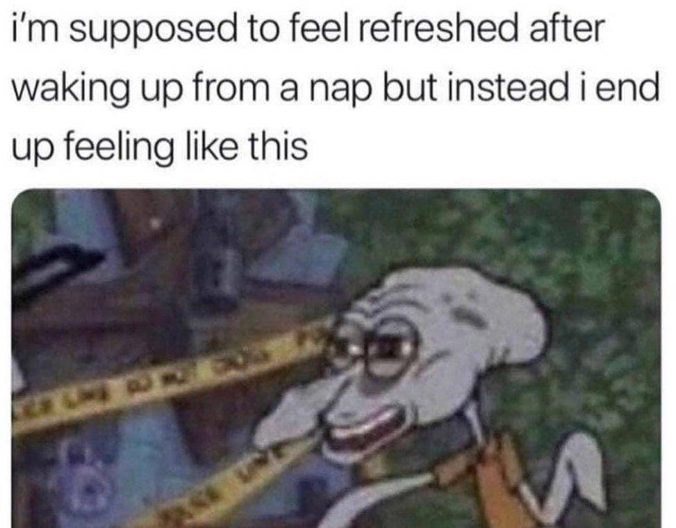 meme SpongeBob tentang bangun tidur
