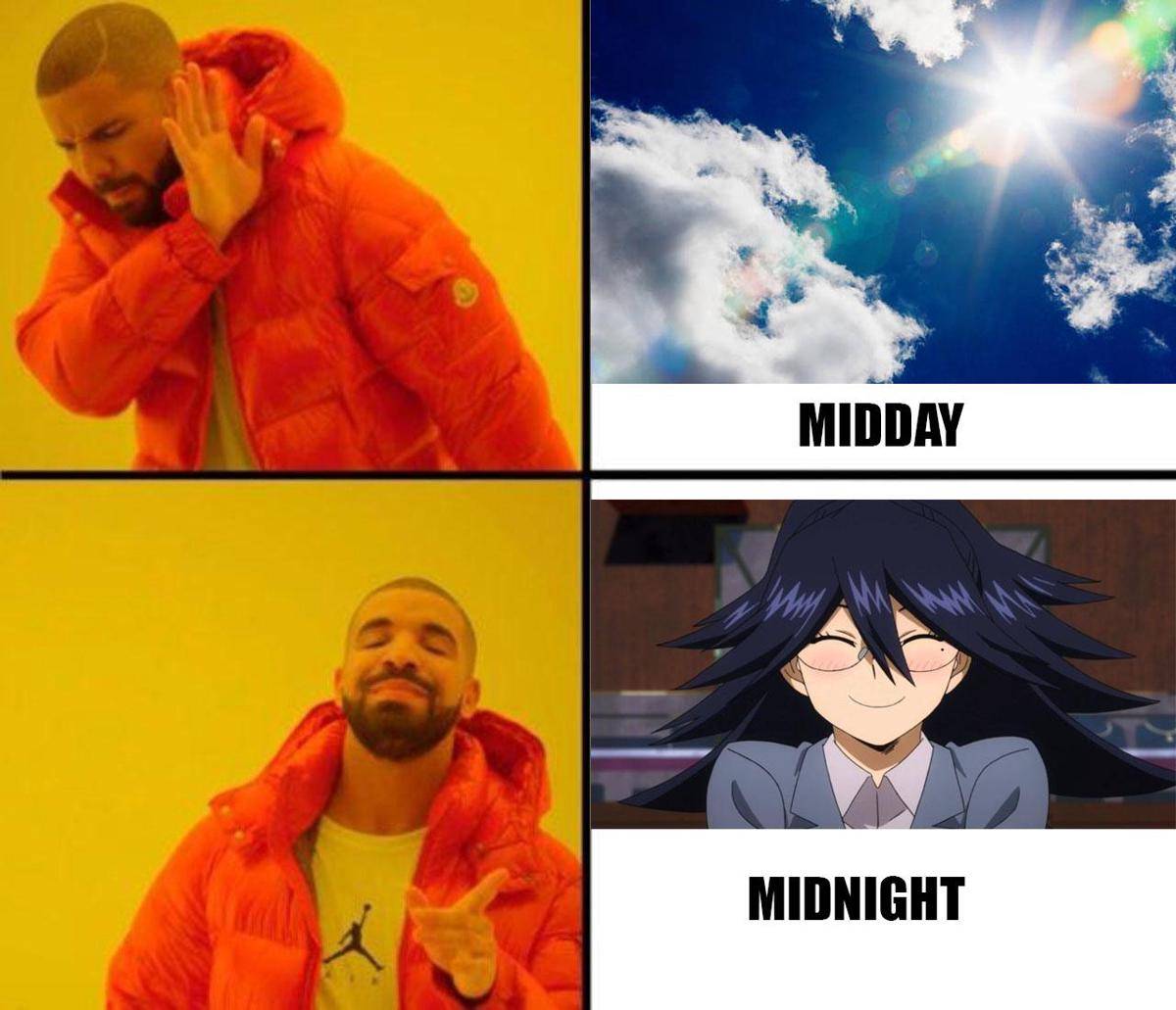 meme anime tentang tengah malam