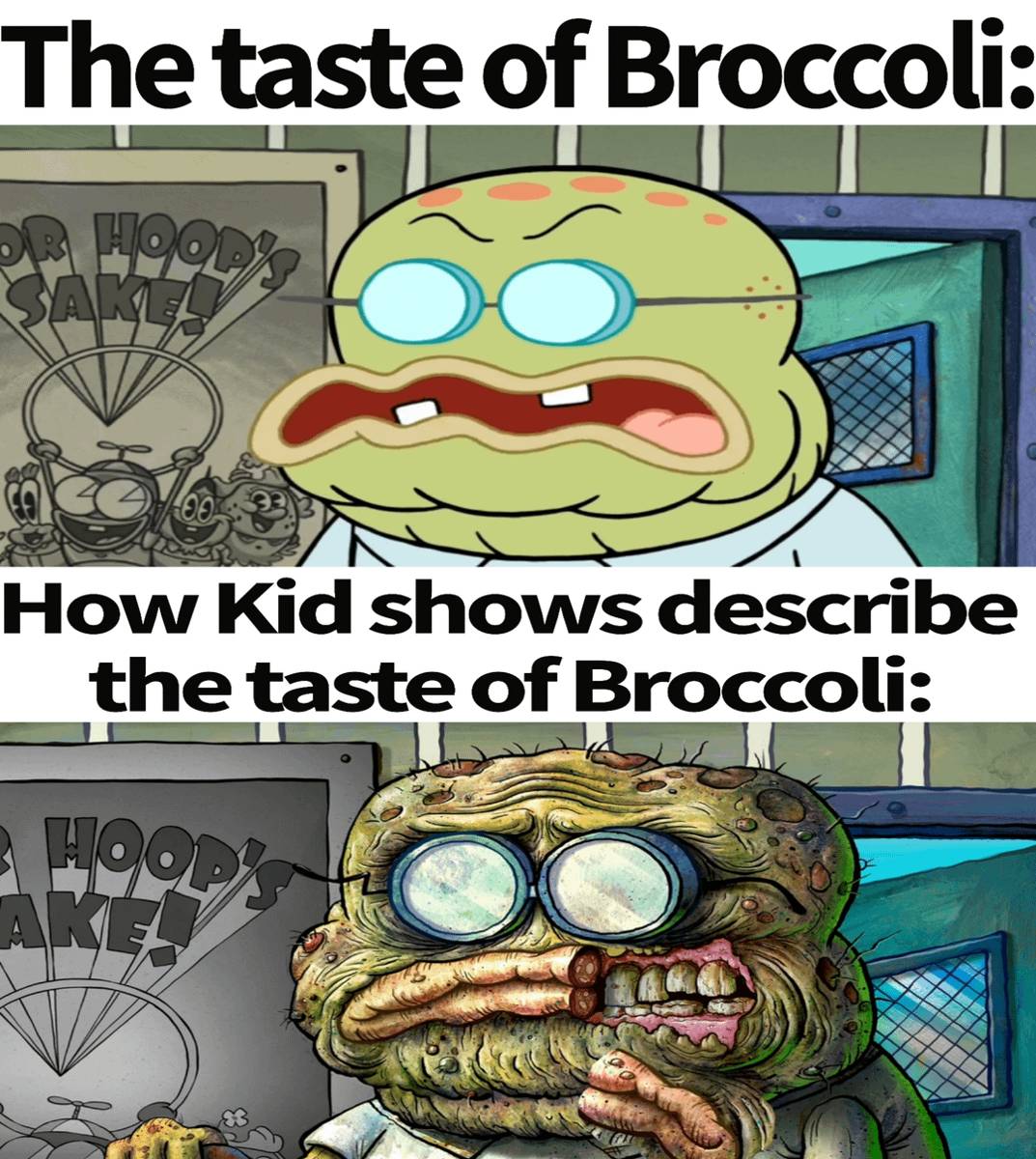 meme SpongeBob tentang makan sayur