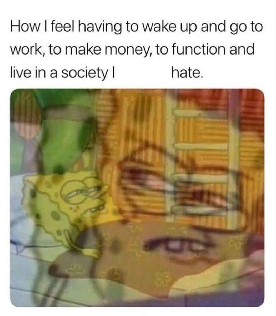 meme SpongeBob tentang bangun tidur