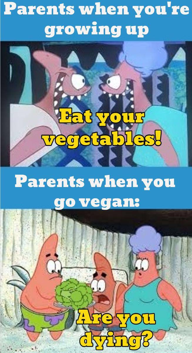 meme SpongeBob tentang makan sayur