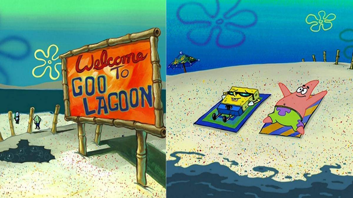 potret Goo Lagoon yang sering jadi tempat warga Bikini Bottom berjemur (dok. Nickelodeon/SpongeBob SquarePants)