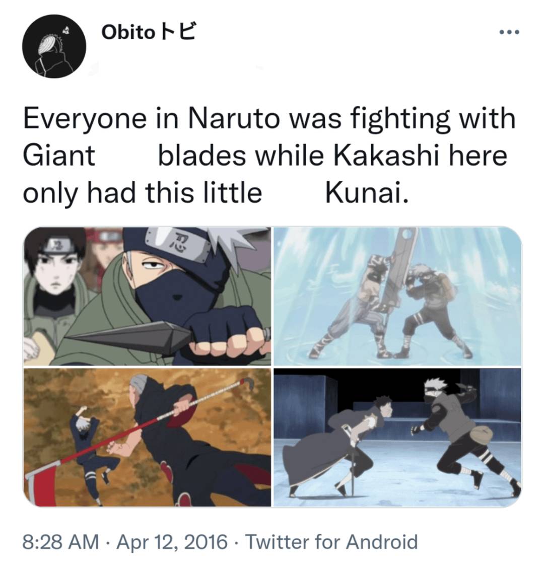 meme Naruto tentang kunai