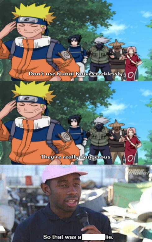 meme Naruto tentang kunai
