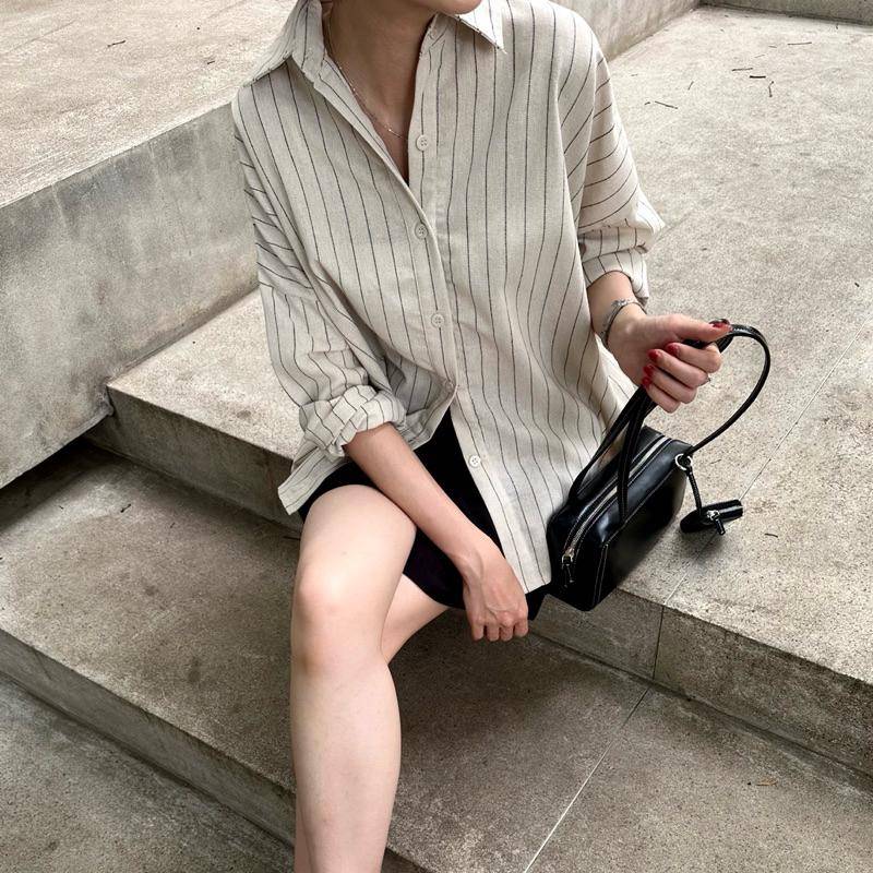 Misschic - Hayden Striped Shirt (shopee.co.id/misschic.co)