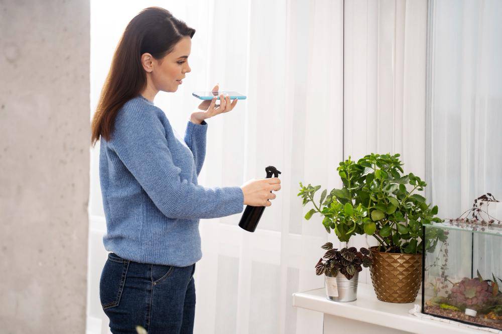 ilustrasi menyemprotkan air ke daun (freepik.com/freepik)