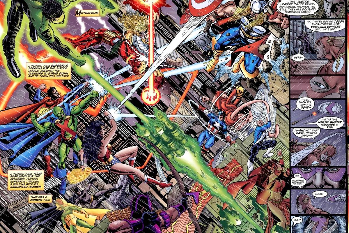 pertarungan Justice League melawan Avengers