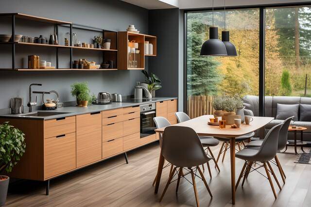 Ilustrasi kabinet dapur kontemporer (vecteezy.com/style graphic)