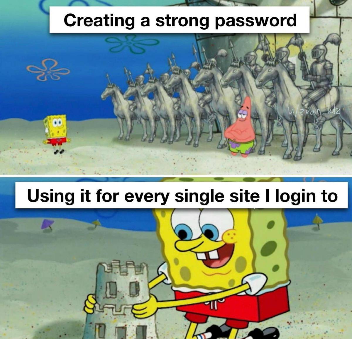 meme SpongeBob tentang kata sandi