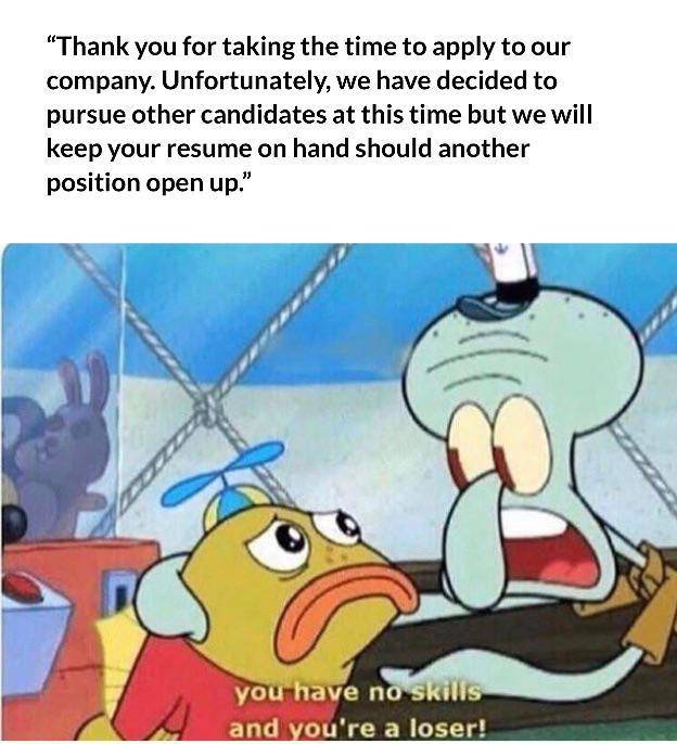 meme SpongeBob tentang melamar kerja