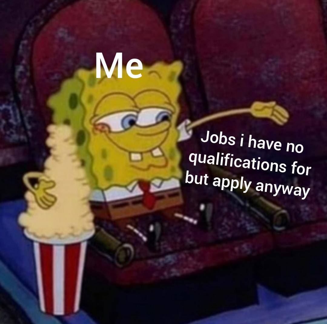 meme SpongeBob tentang melamar kerja