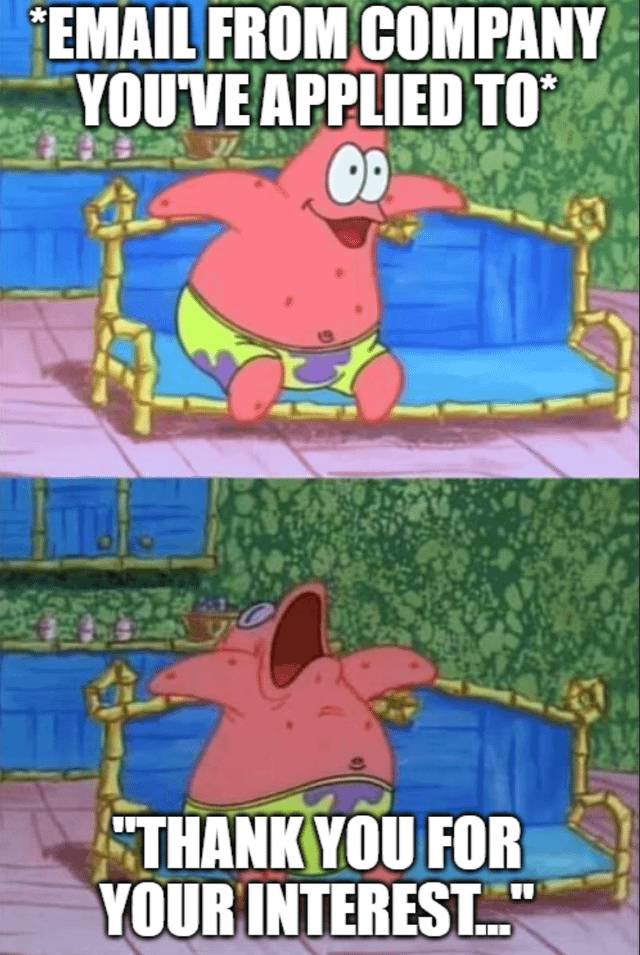 meme SpongeBob tentang melamar kerja
