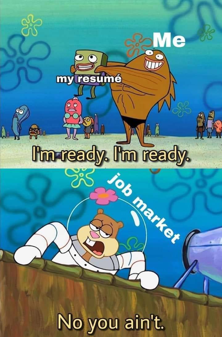 meme SpongeBob tentang melamar kerja