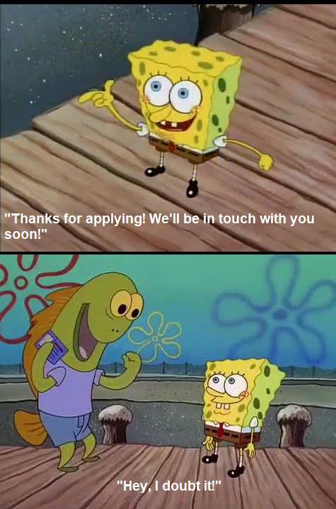 meme SpongeBob tentang melamar kerja