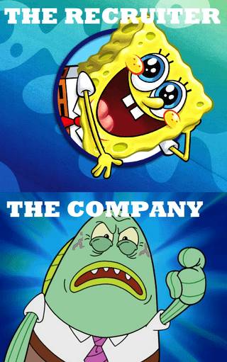 meme SpongeBob tentang melamar kerja
