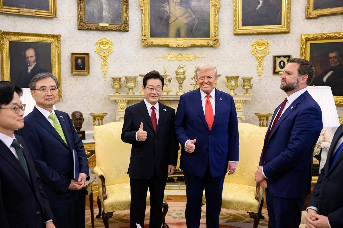 Presiden Amerika Serikat Donald Trump dan Presiden Korsel Lee Jae Myung di Gedung Putih pada Senin (25/8/2025). (x.com/WhiteHouse)