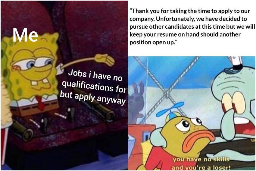 meme SpongeBob tentang melamar kerja