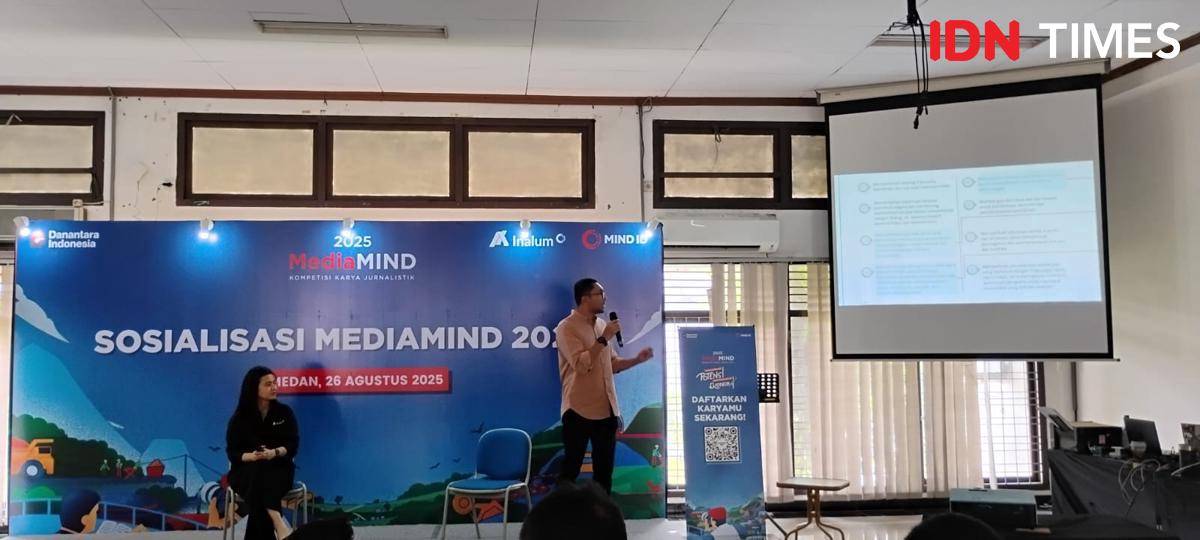 Sosialisasi MediaMIND 2025 yang digelar di Gedung IKATSI USU, Selasa (26/8/2025) (IDN Times/Doni Hermawan)