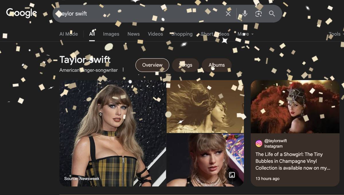Taylor Swift di pencarian Google 