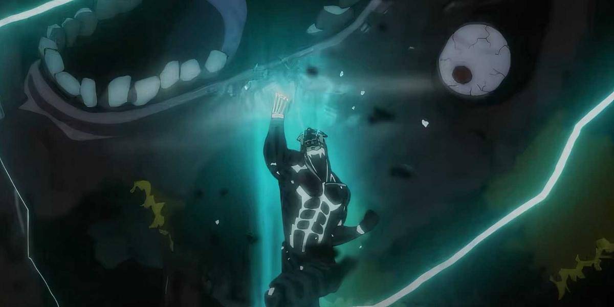 Kafka menonjok kaiju dengan kekuatan monsternya 