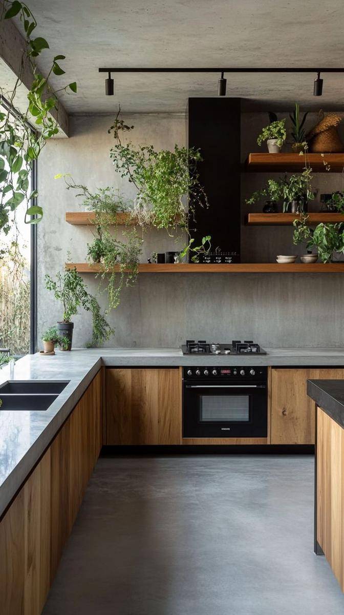 ilustrasi lantai beton dengan lapisan polished untuk dapur industrial