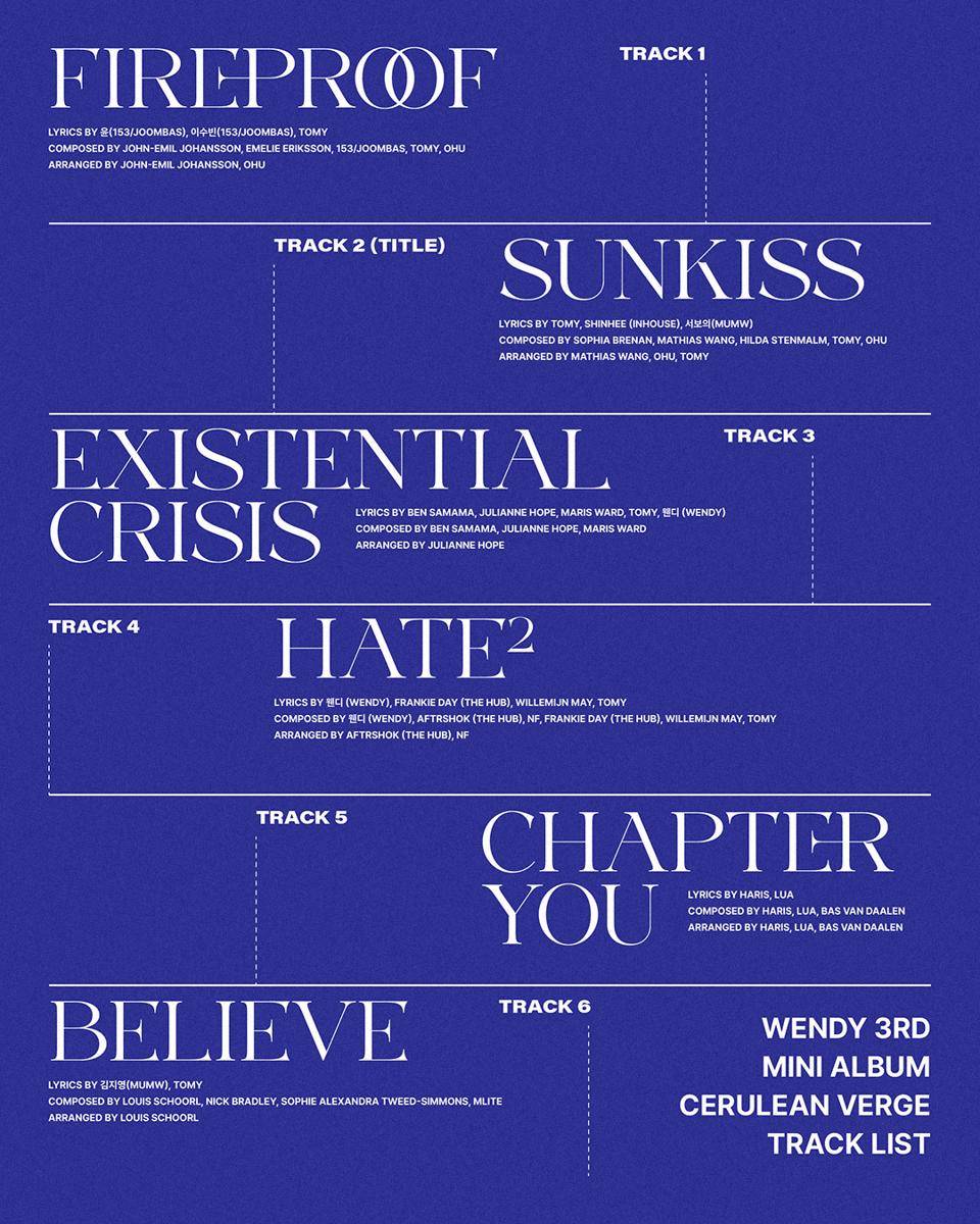 poster tracklist album Cerulean Verge dari Wendy Red Velvet