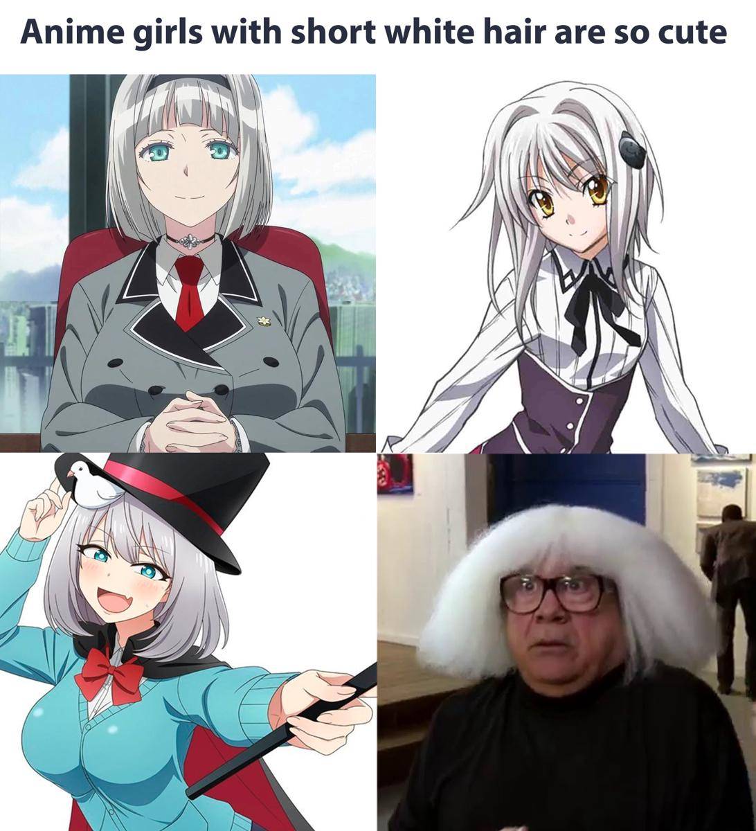 meme karakter anime rambut putih