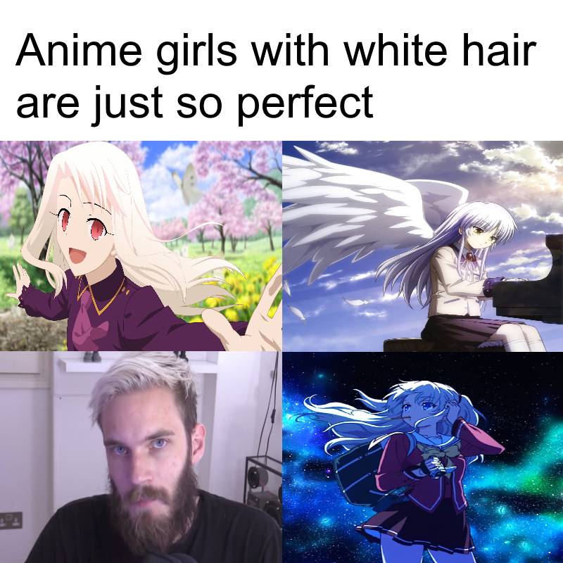 meme karakter anime rambut putih