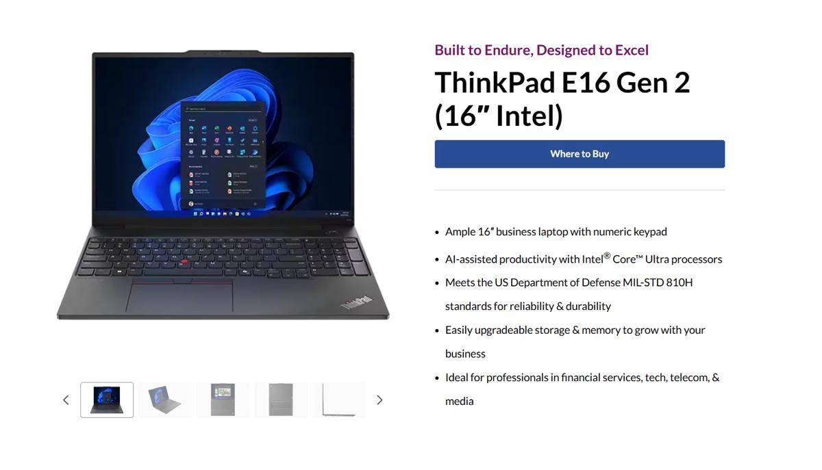 potret Lenovo ThinkPad E16 Gen 2