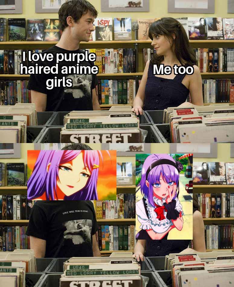 meme karakter anime rambut ungu