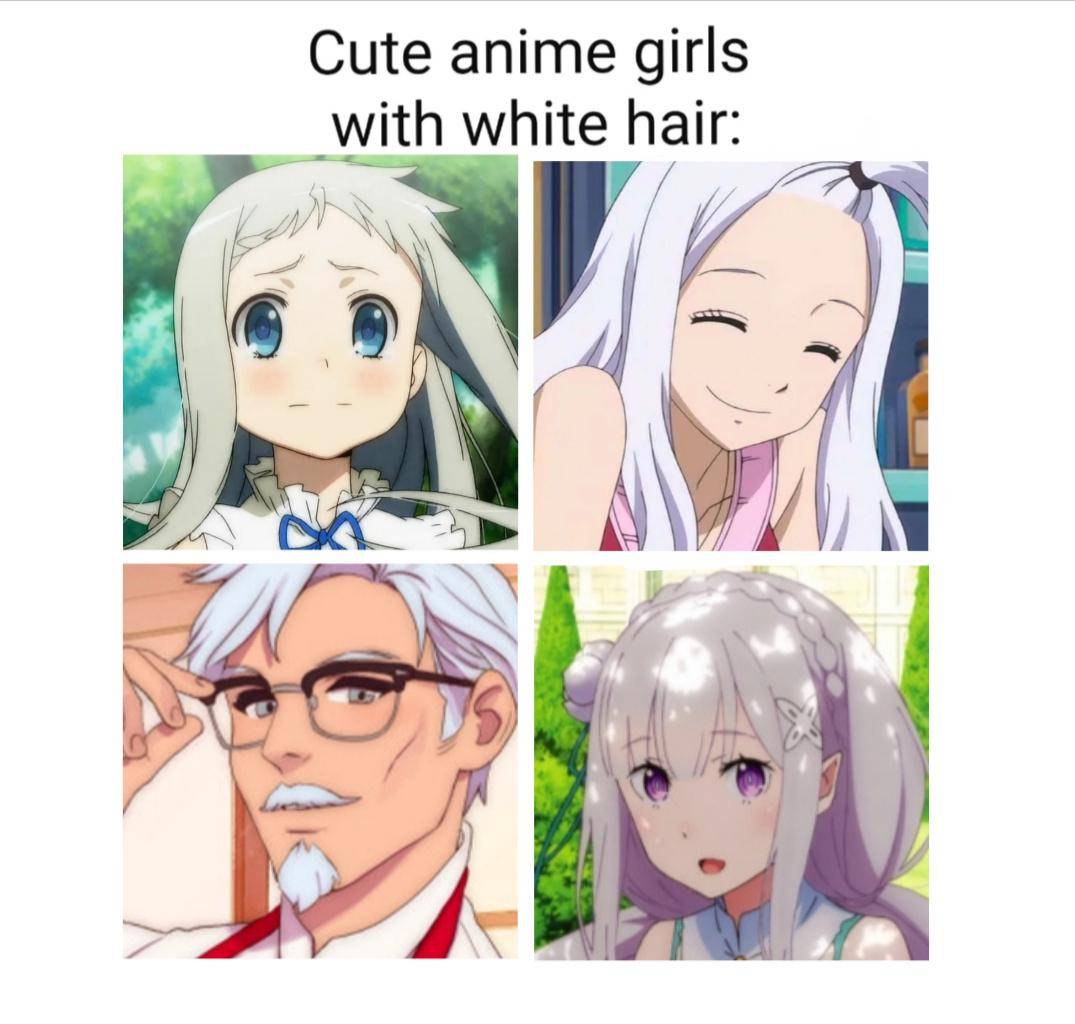 meme karakter anime rambut putih